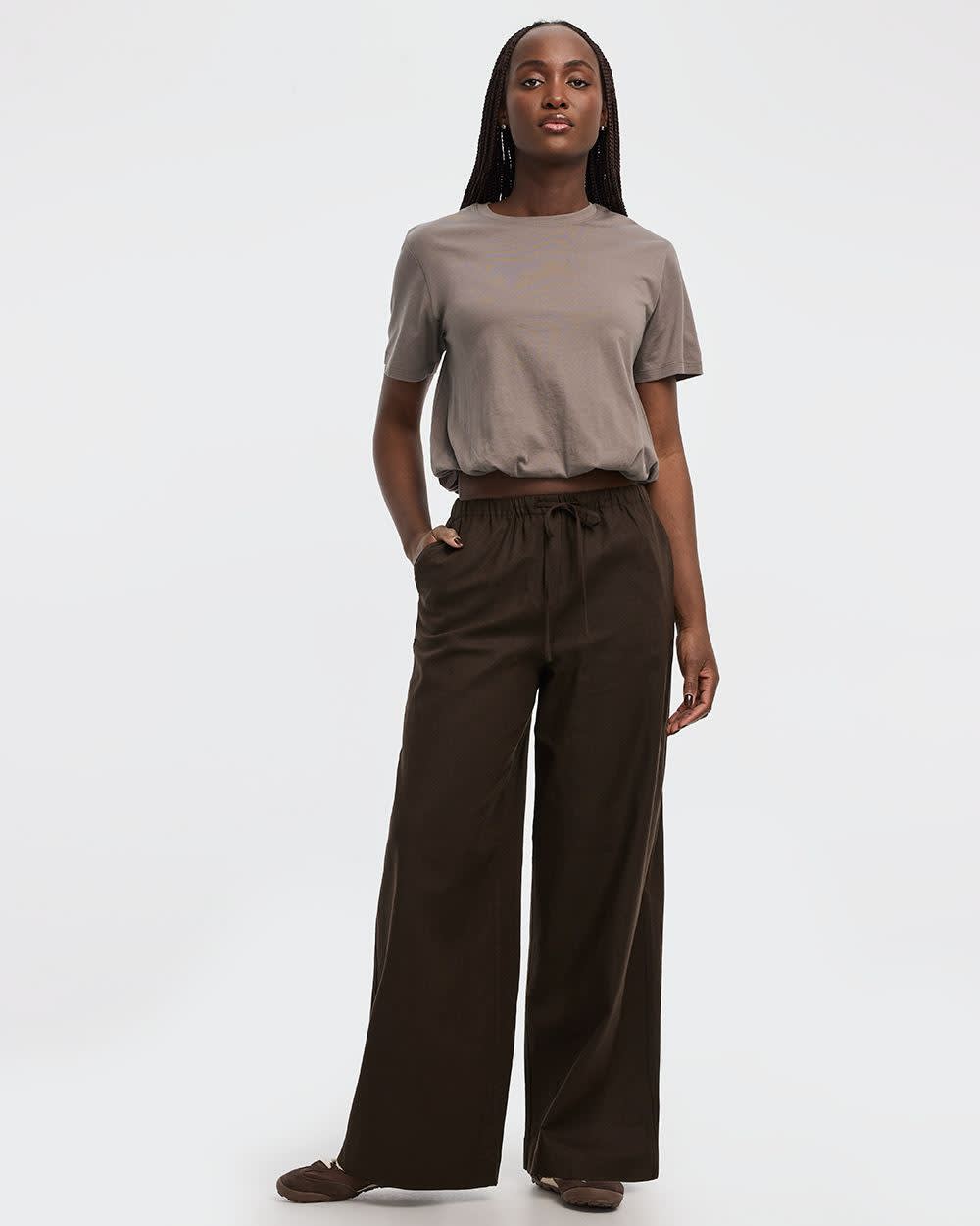 Wide-Leg Linen-Blend Pant