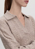 PlushSoft Long-Sleeve Cable-Knit Mini Dress with Johnny Collar