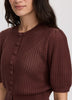 Short-Sleeve Crew-Neck Cardigan with Pointelle Stitches