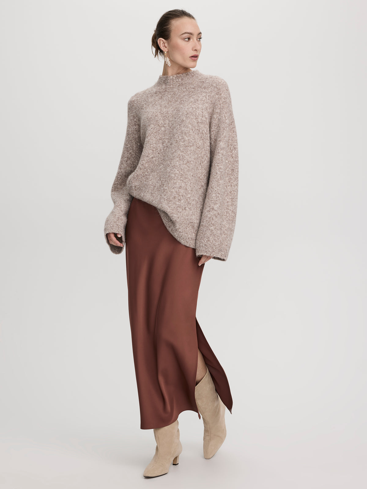 Maxi Column Satin Skirt