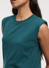 Sleeveless Crew-Neck Top with Shoulder Pads