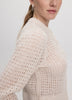 Long-Sleeve Crew-Neck Cardigan with Open Stitches