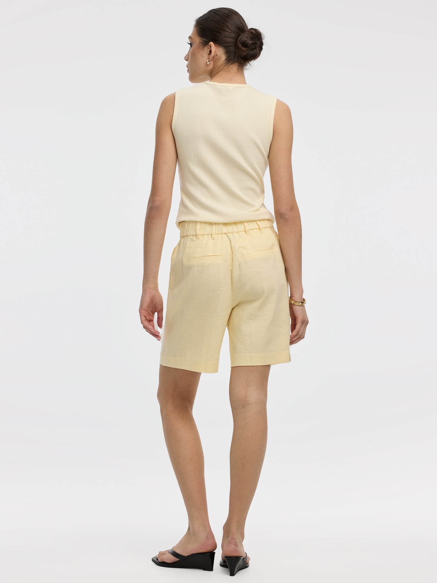 Linen-Blend High-Rise Bermuda