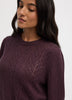 Long-Balloon-Sleeve Crew-Neck Pointelle Sweater