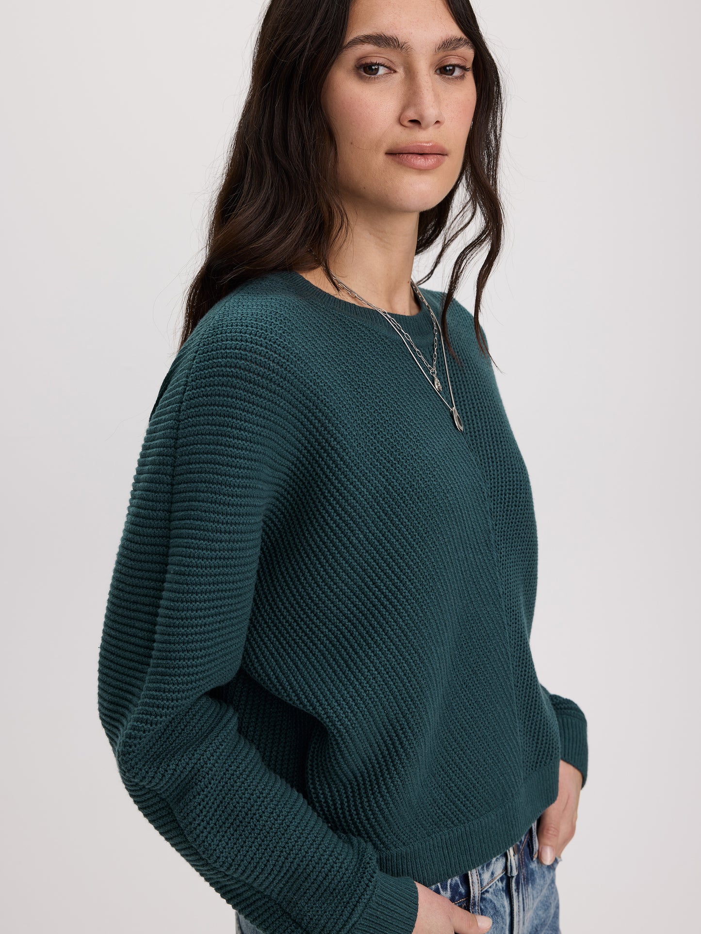 Long-Dolman-Sleeve Crew-Neck Pullover