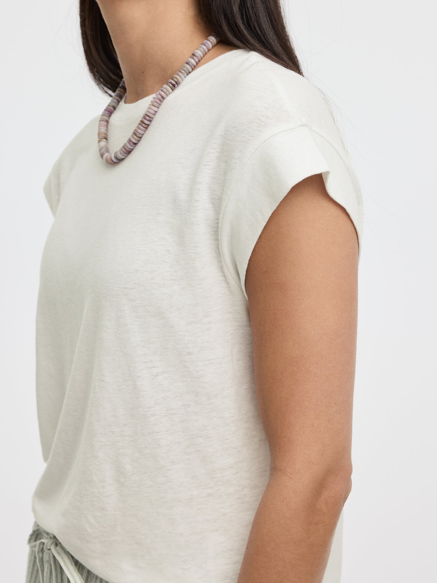 Linen-Blend Extended-Sleeve Crew-Neck Tee