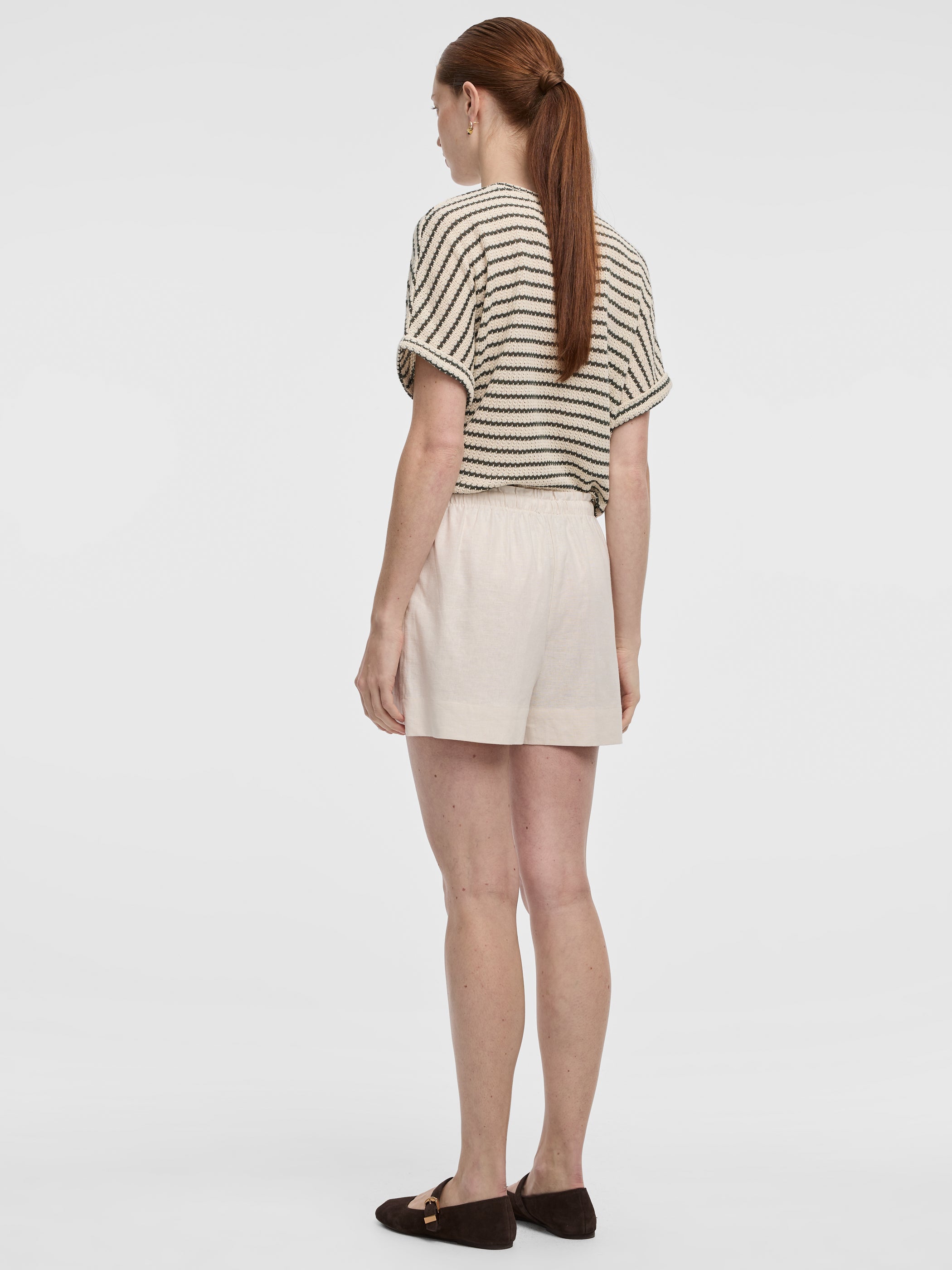 Linen-Blend Shorts with Elastic Waistband