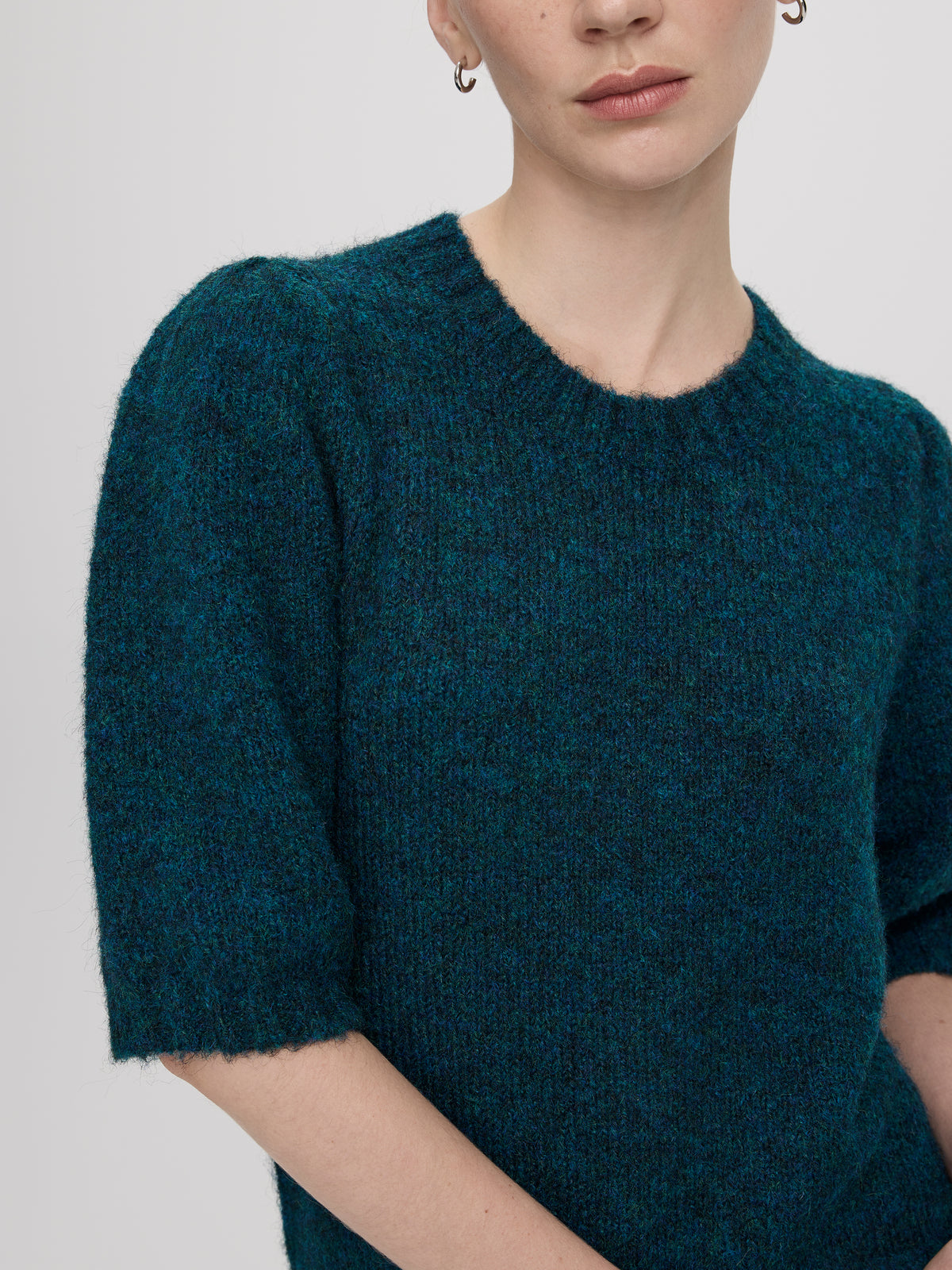 Elbow-Sleeve Crew-Neck Sweater