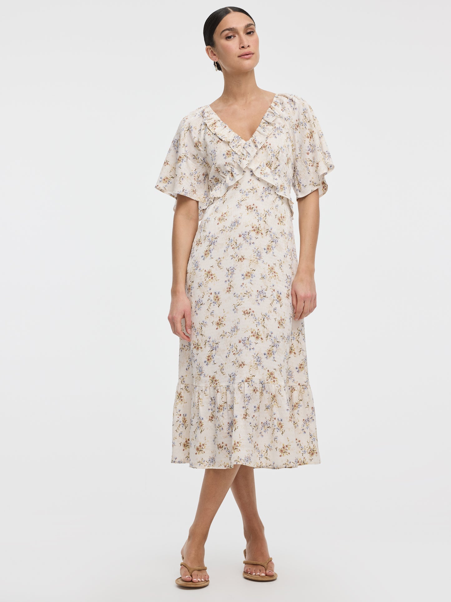 V-Neck Empire-Cut Midi Dress