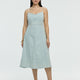 Sleeveless Denim Midi Dress with Sweetheart Neckline