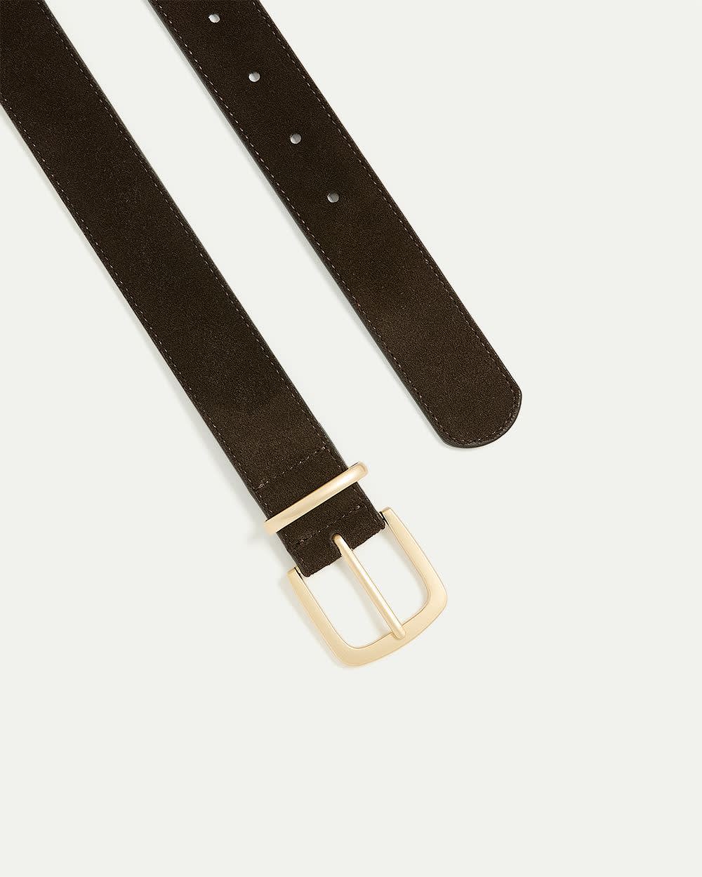 Suede Belt with Rectangular Buckle