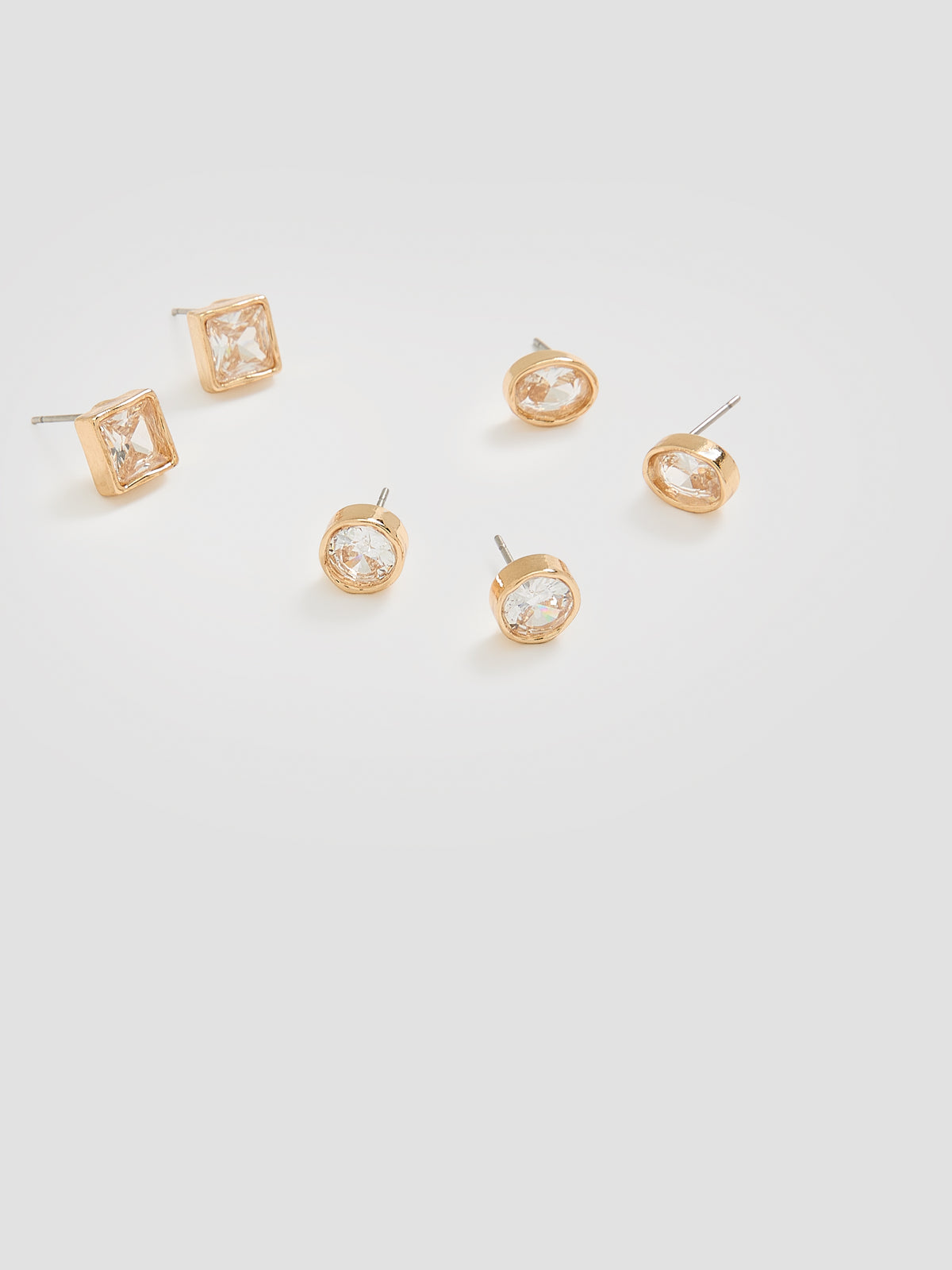 Earrings with Rhinestones - 3 Pairs