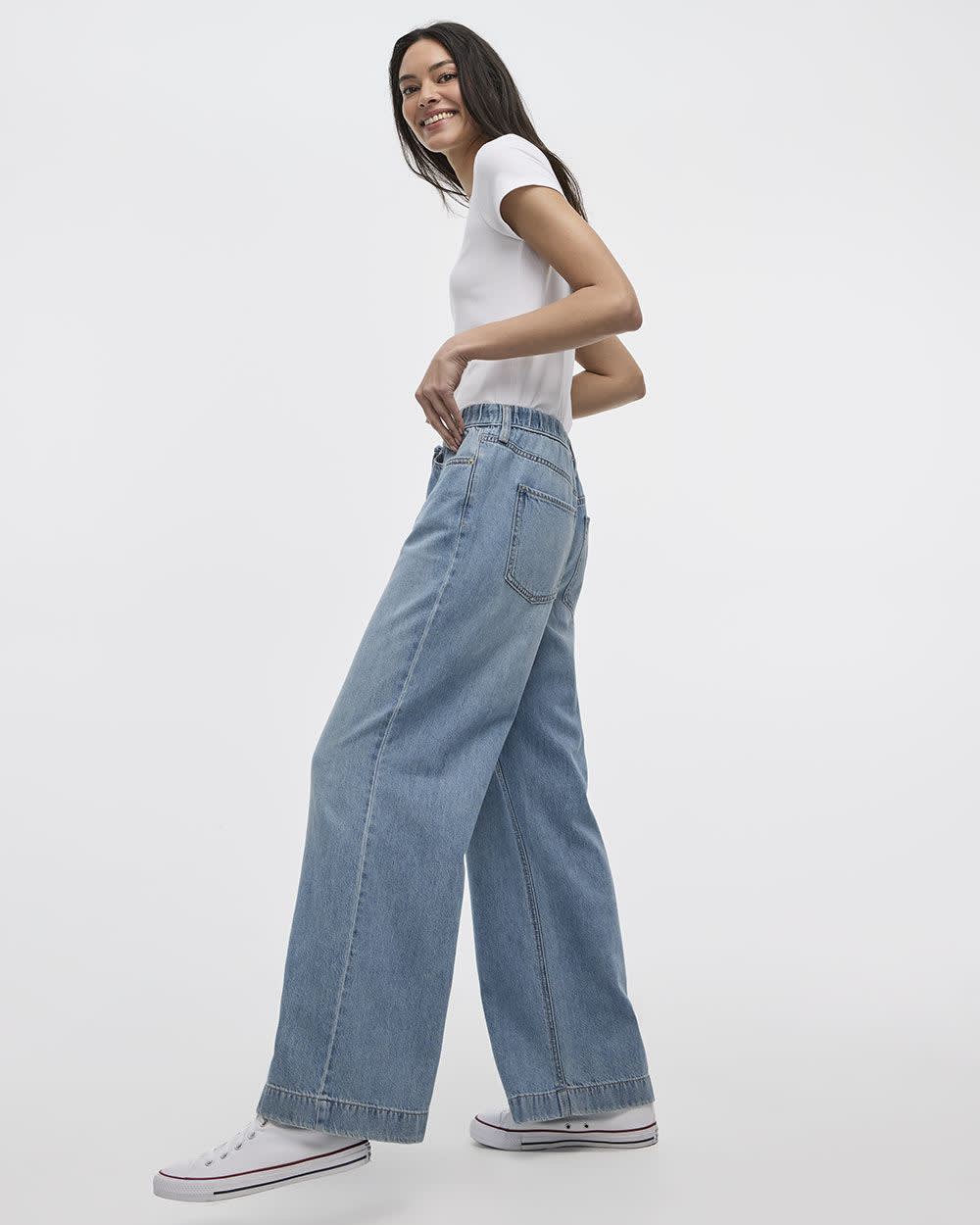 Wide-Leg Mid-Rise Jean with Drawstring