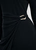 Long-Sleeve Bodycon Midi Dress with Wrap Skirt