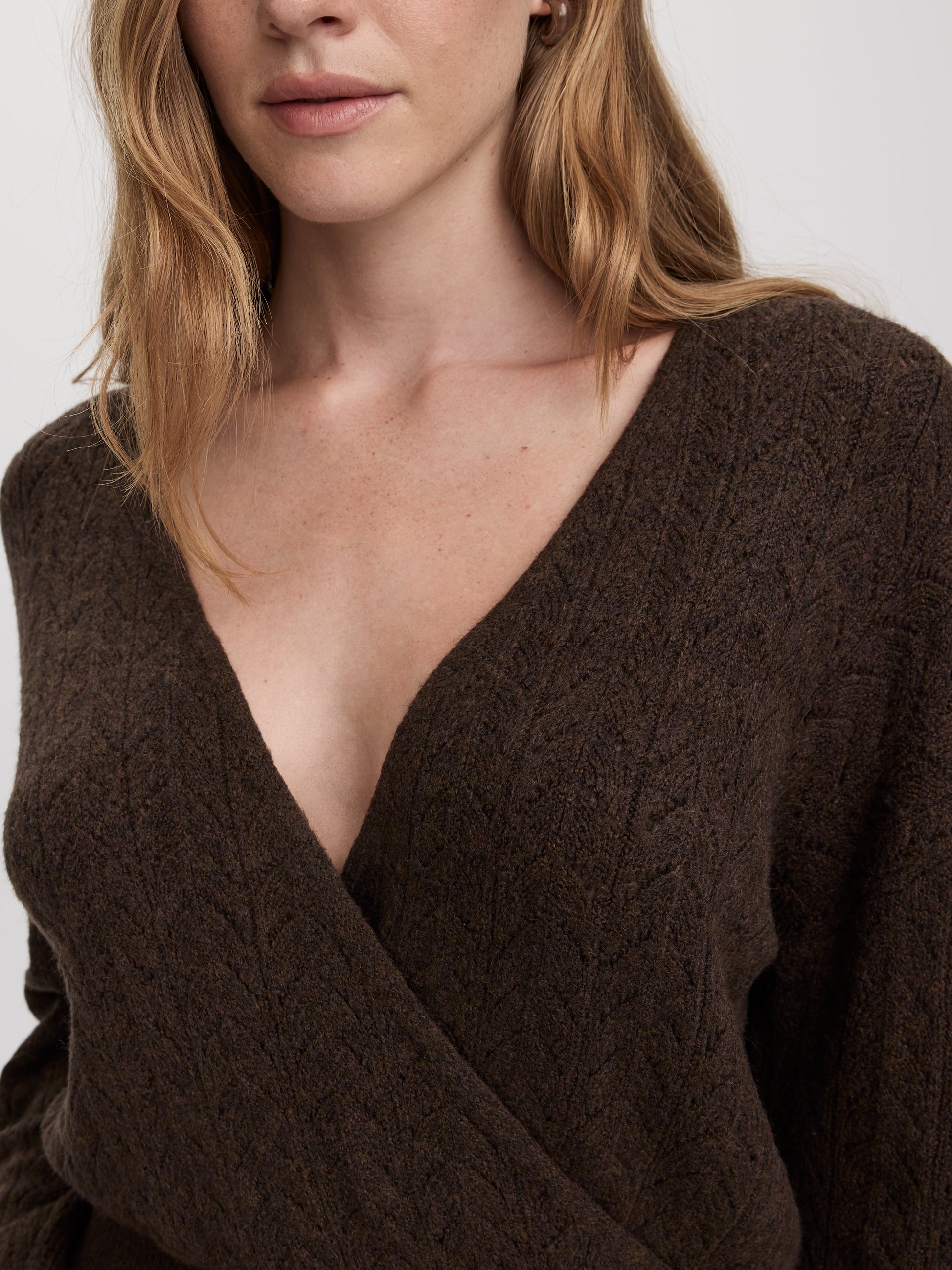 Long-Sleeve V-Neck Wrap Sweater