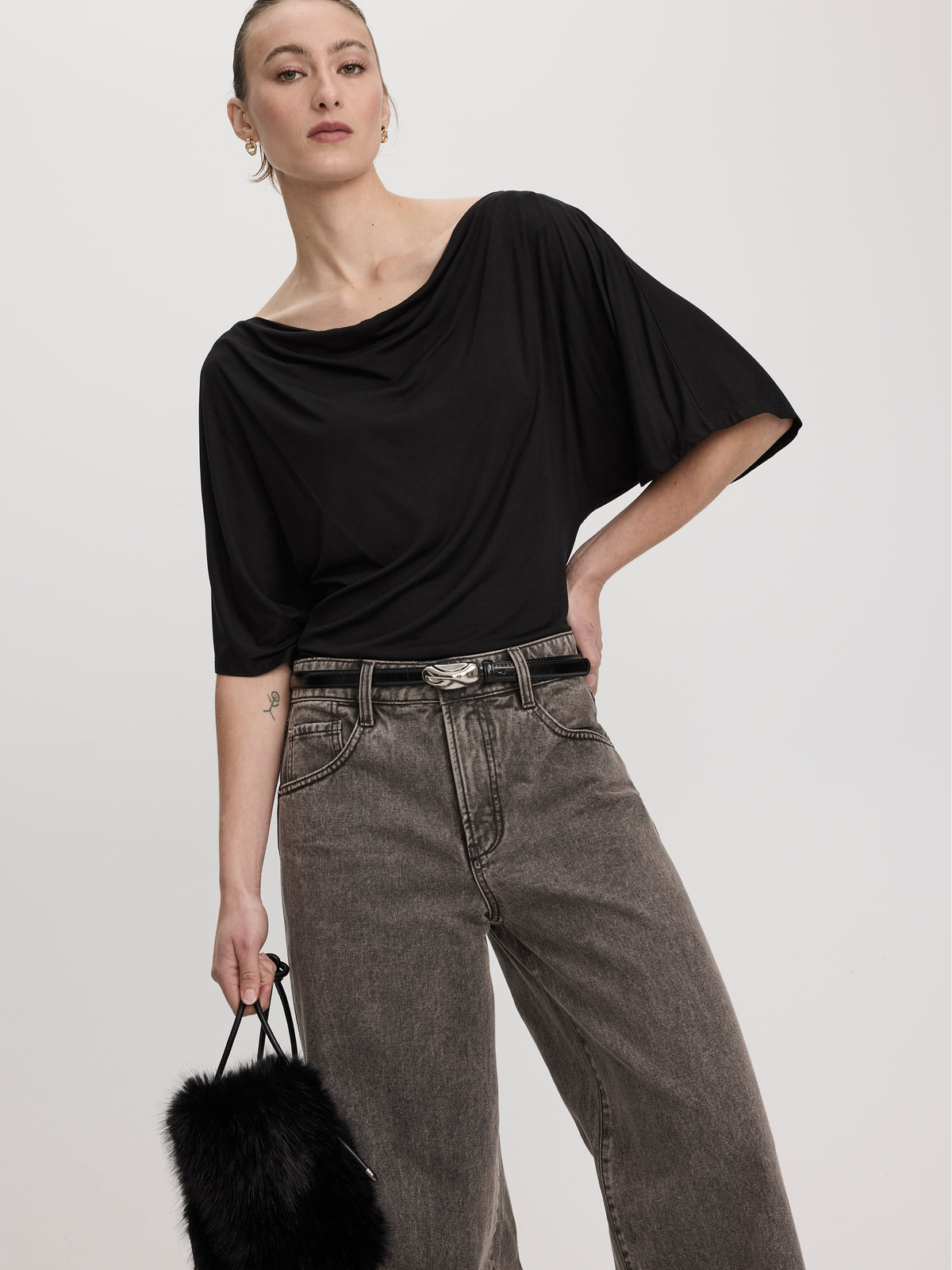 Short-Sleeve Boat-Neck Top