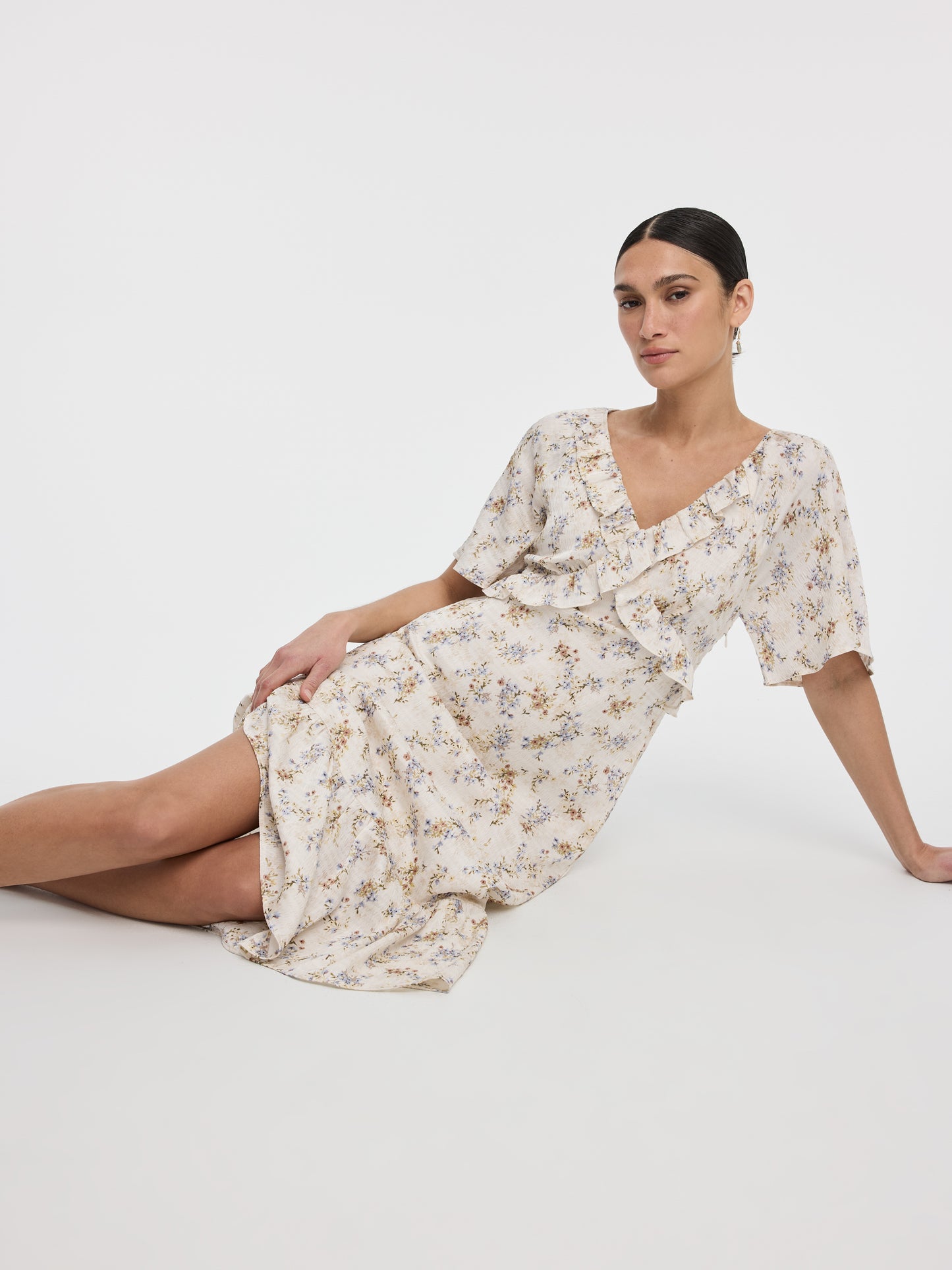 V-Neck Empire-Cut Midi Dress