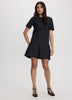 Elbow-Sleeve Crew-Neck Mini Dress