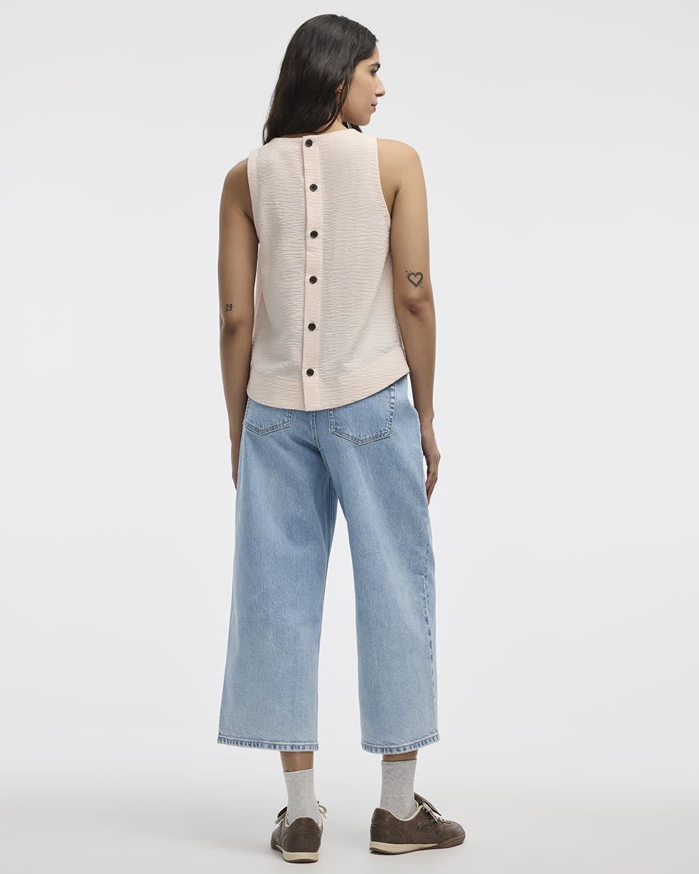 Sleeveless Crew-Neck Blouse