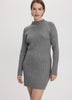 Long-Sleeve Mock-Neck Cable-Knit Mini Dress