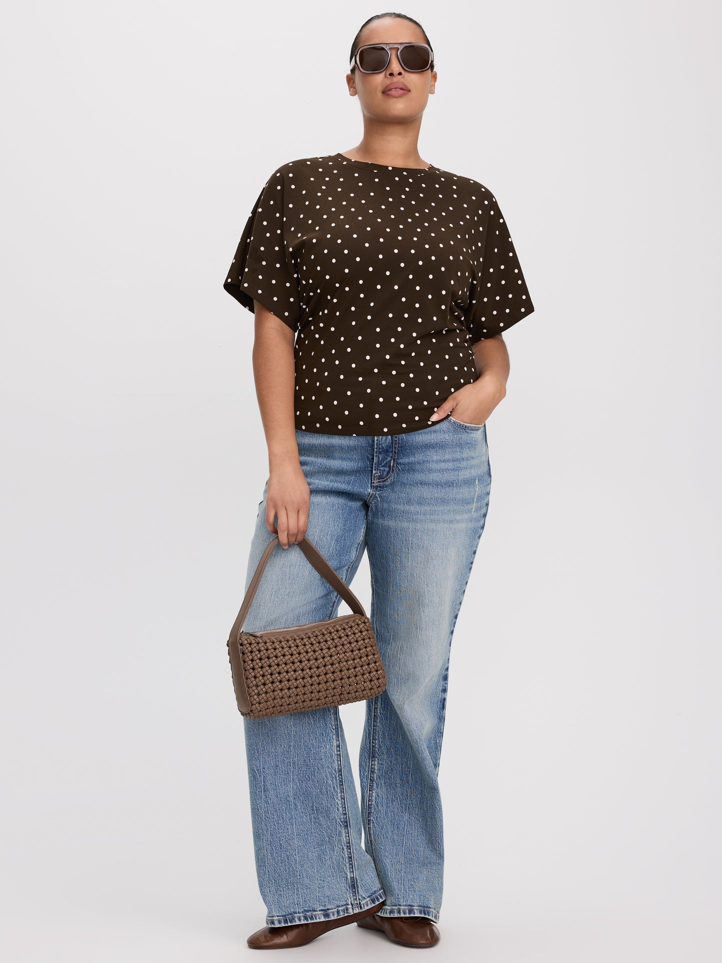 Short-Sleeve Crew-Neck Tee with Shirred Sides