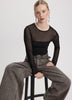 Long-Sleeve Crew-Neck Mesh Bodysuit