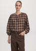 Crew-Neck 3/4-Puffy-Sleeve Blouse