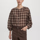 Crew-Neck 3/4-Puffy-Sleeve Blouse