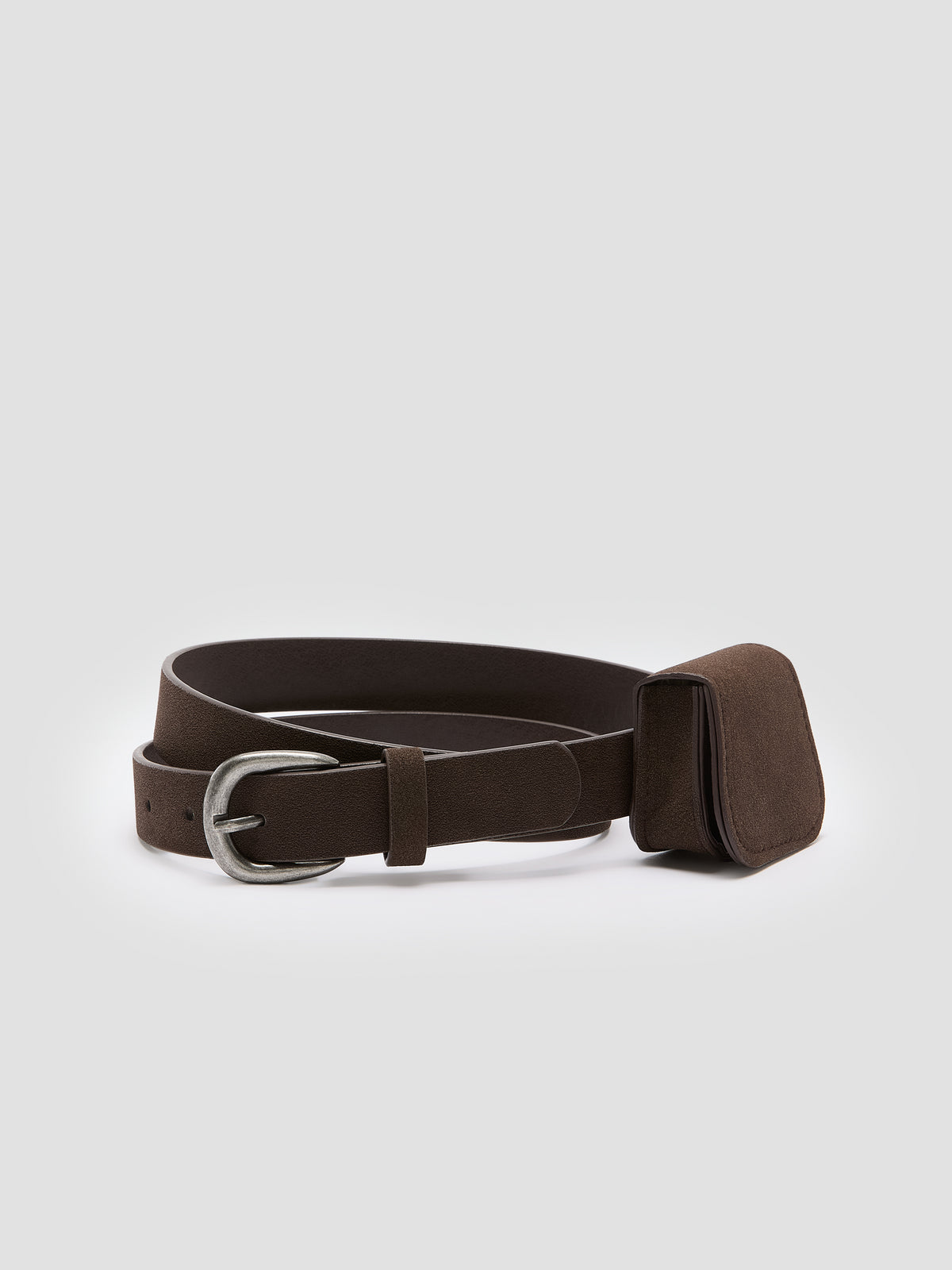 Skinny Faux-Suede Belt with Utility Pocket