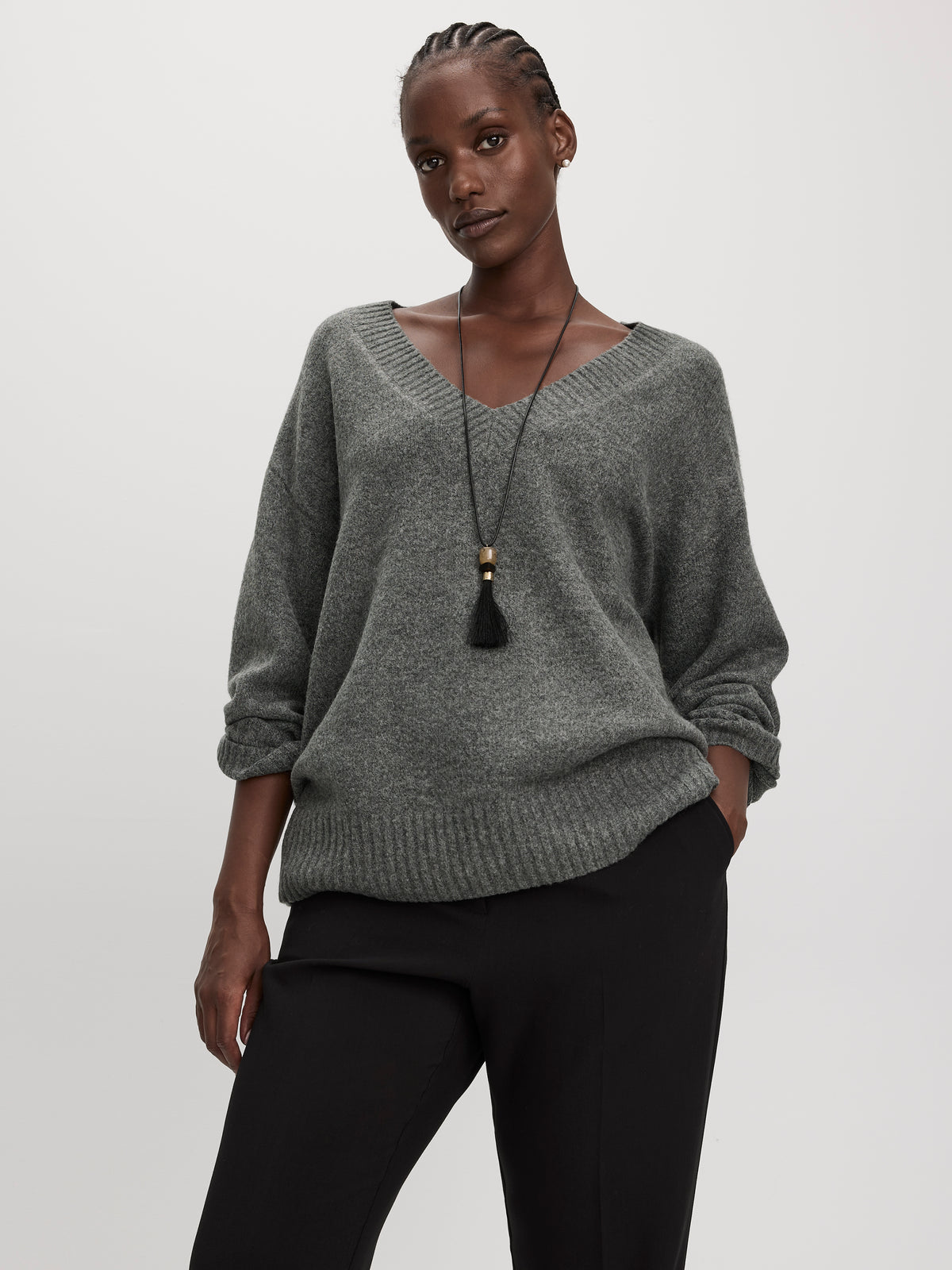 Long-Sleeve V-Neck PlushSoft Sweater