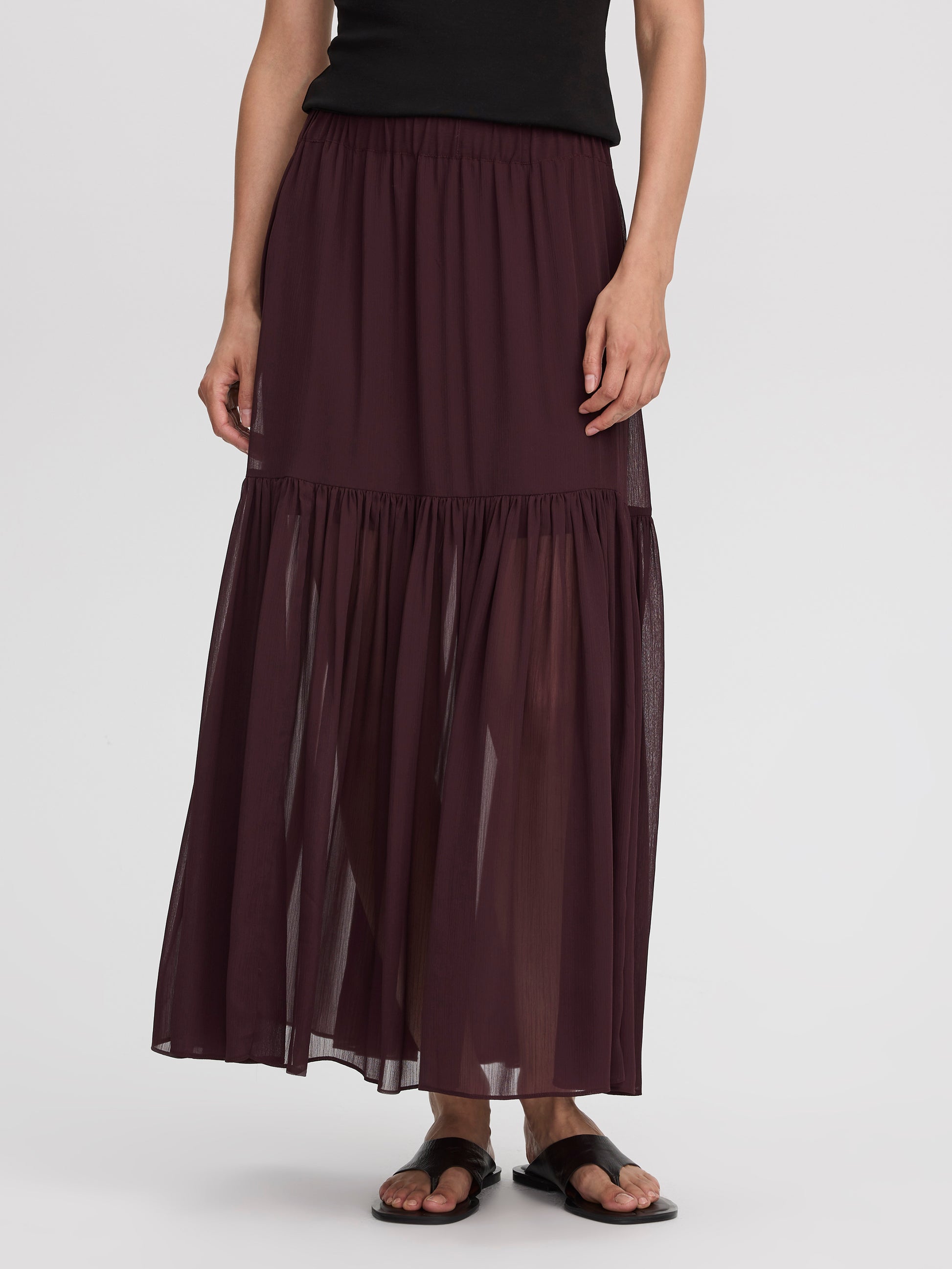 Pleated-Chiffon Maxi Skirt
