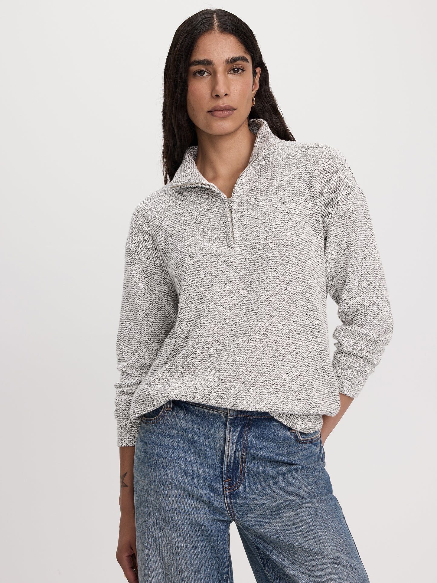 Long-Sleeve Mock-Neck Top with Half-Zip
