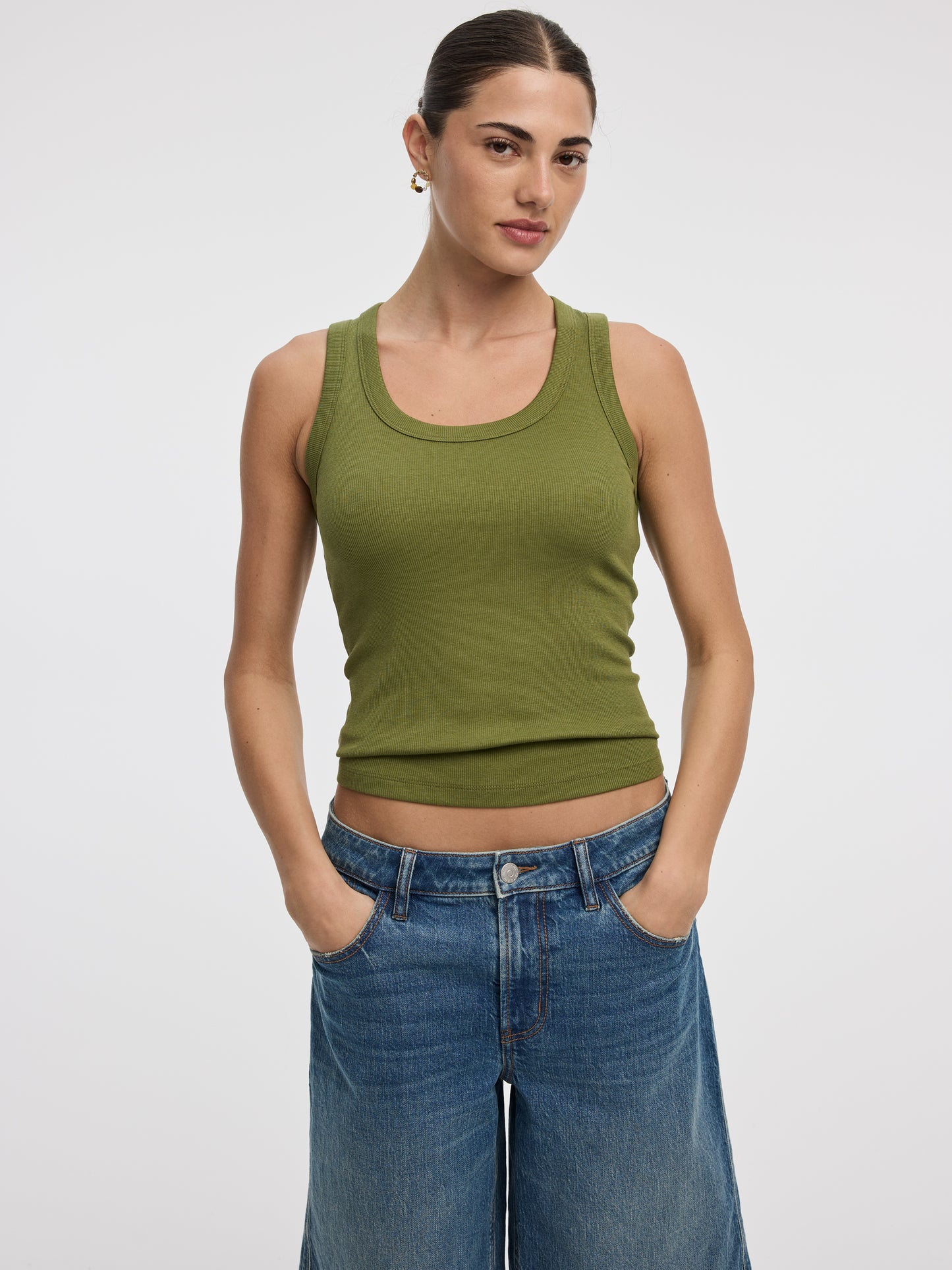 Scoop-Neck Ribbed Tank