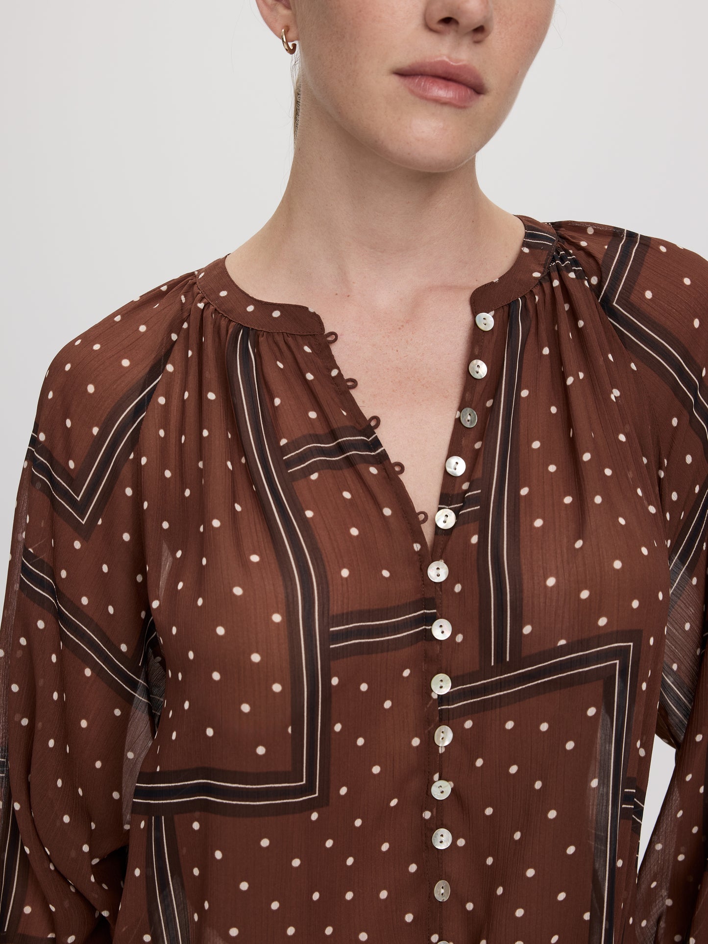 Long-Sleeve Loose Chiffon Blouse