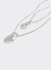 Double-Chain Short Necklace with Organic Pendant