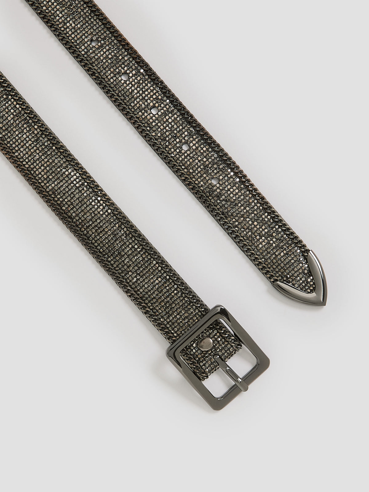Faux Leather Belt with Rhinestones