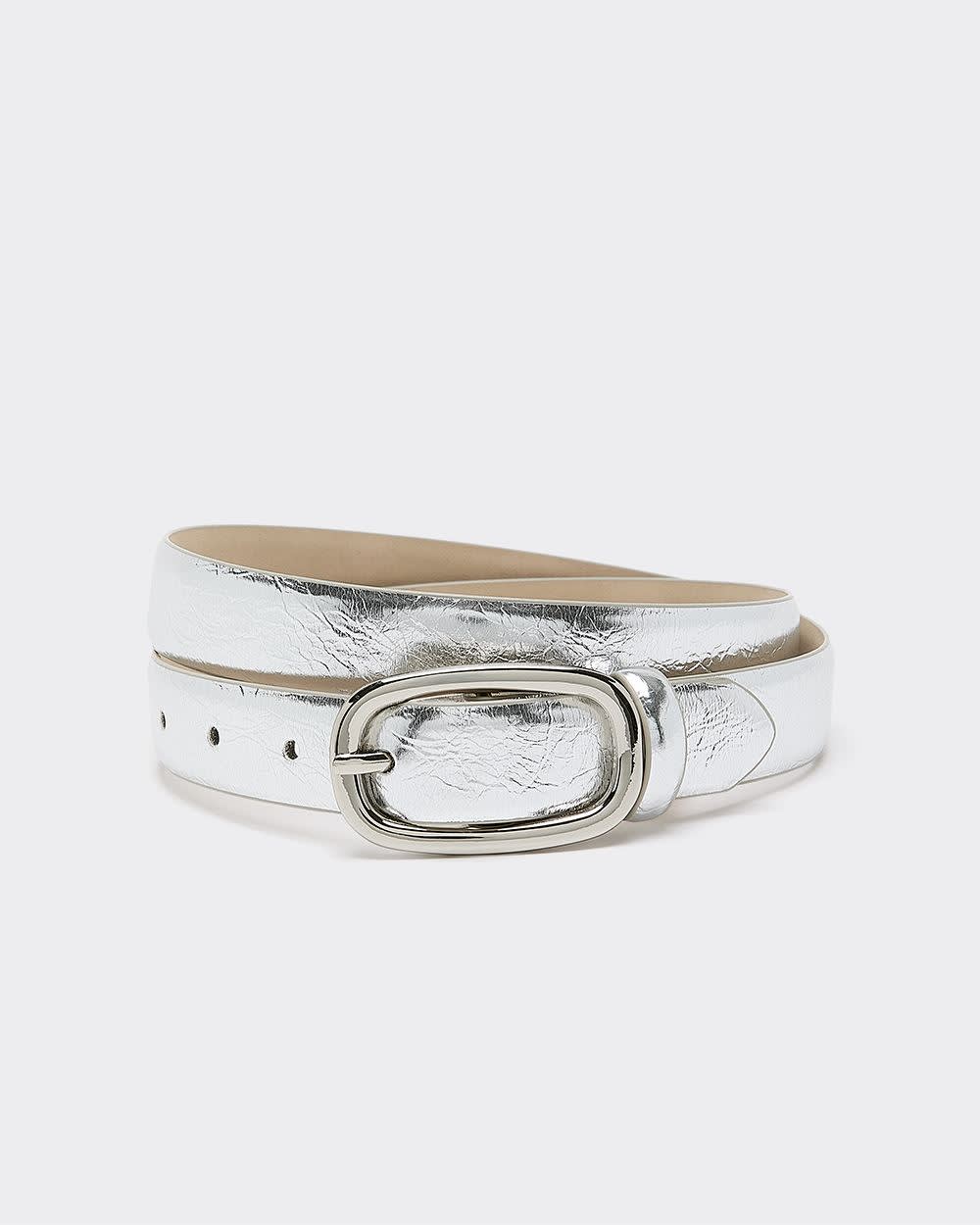 Metallic Faux Leather Belt