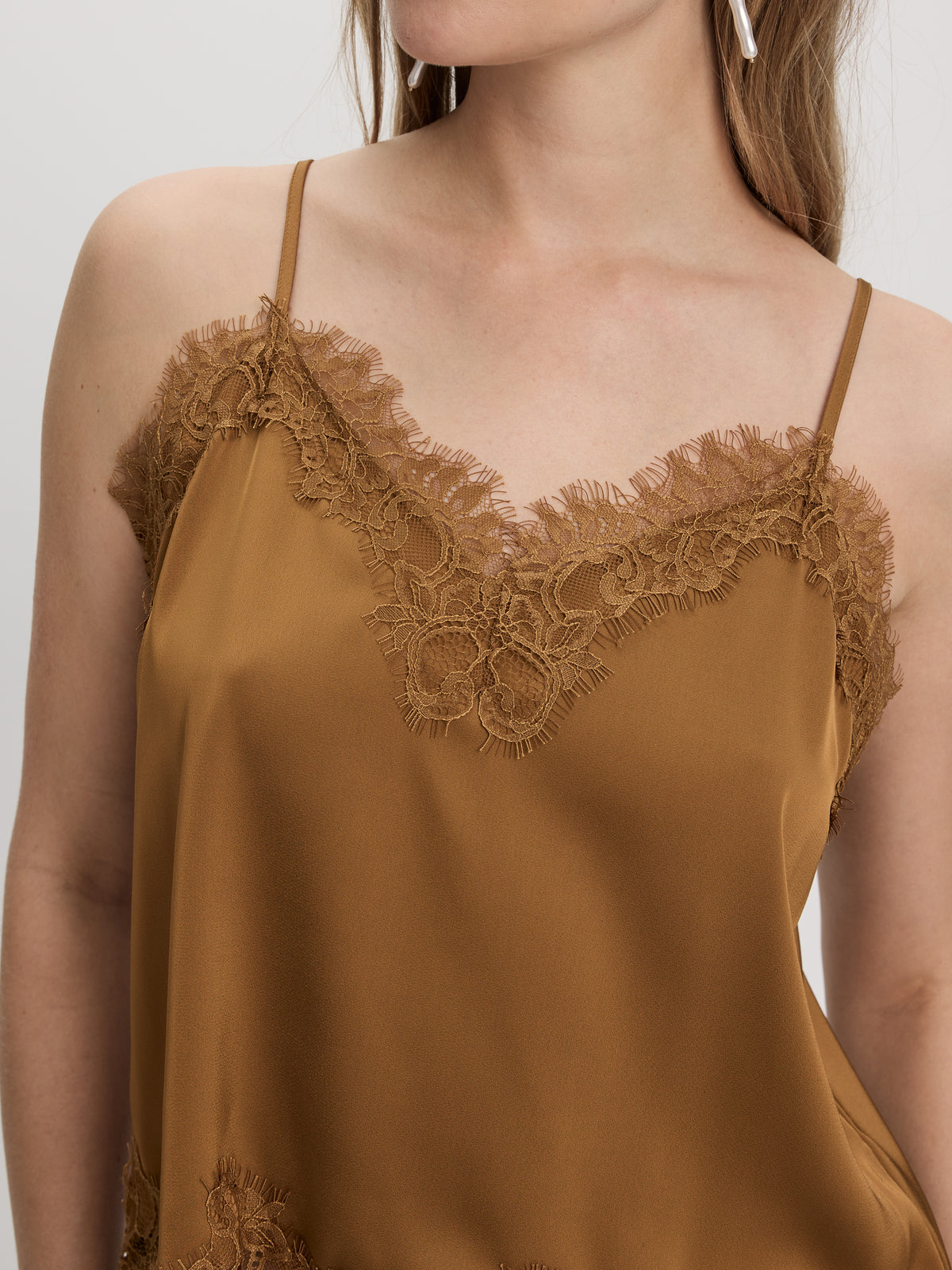 V-Neck Cami with Lace Trim
