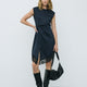 Fitted Cocktail Dress with Knot and Lace Trim