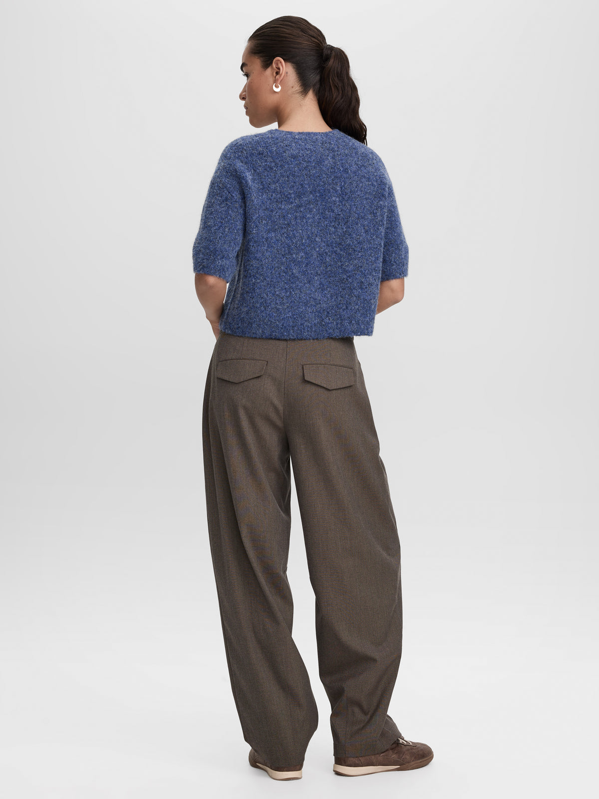 Short-Sleeve Crew-Neck Wool-Blend Sweater