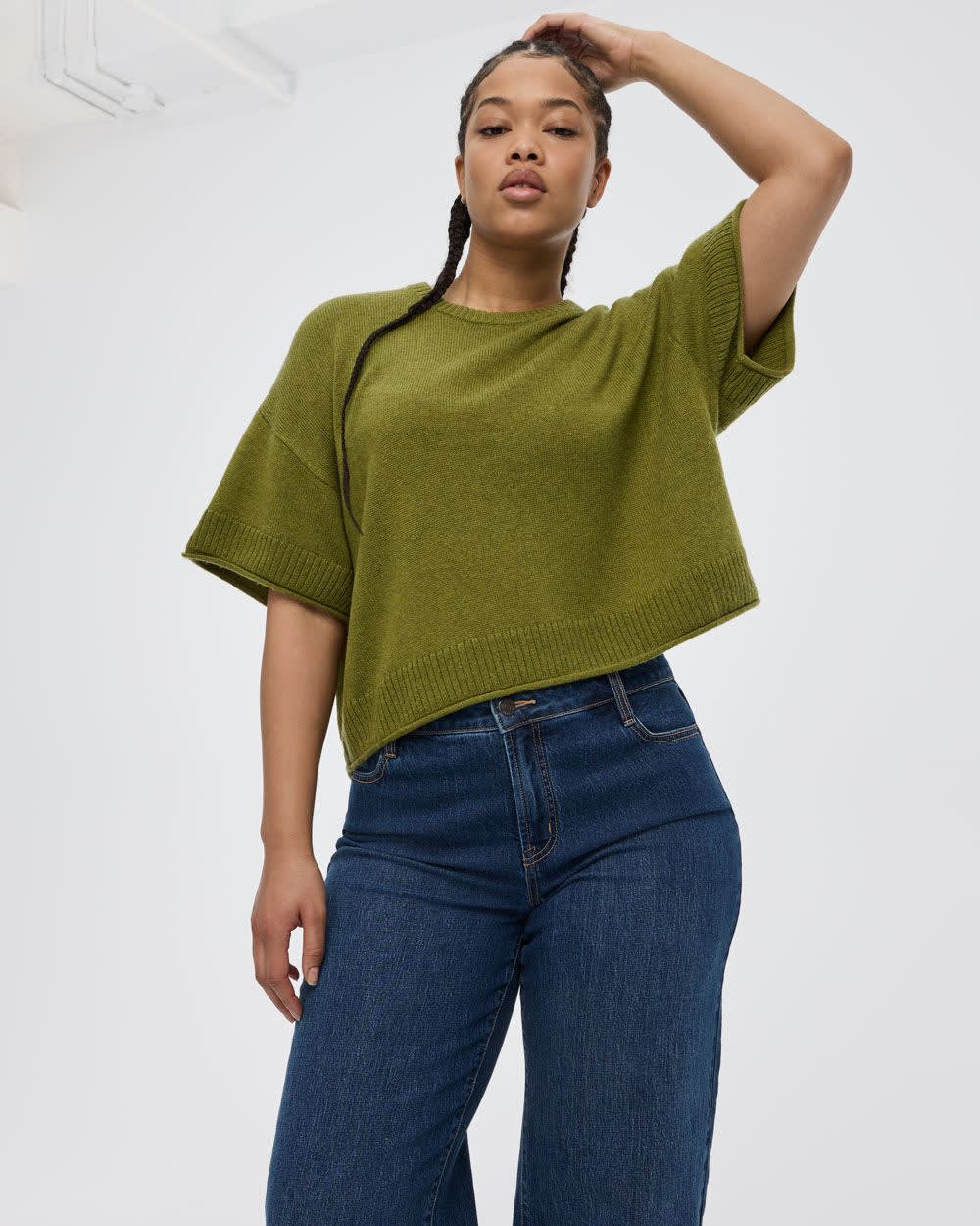 Women's Cashmere-Blend Short-Sleeve Crew-Neck Sweater | Reitmans
