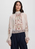 Long-Sleeve Mock-Neck Loose Blouse