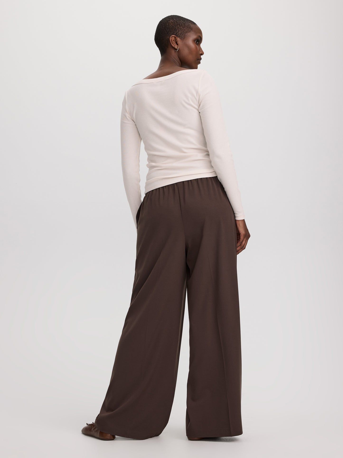 Long-Sleeve Boat-Neck Ribbed Top