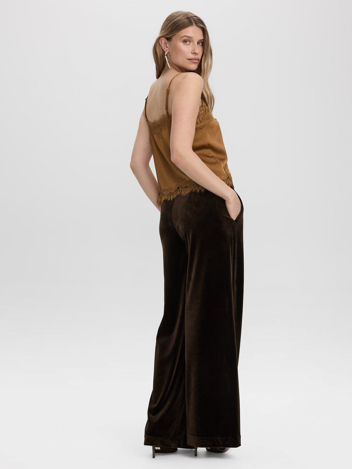 V-Neck Cami with Lace Trim