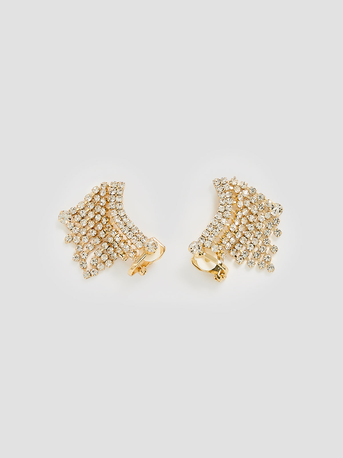 Clip-On Earrings with Rhinestone Fringe