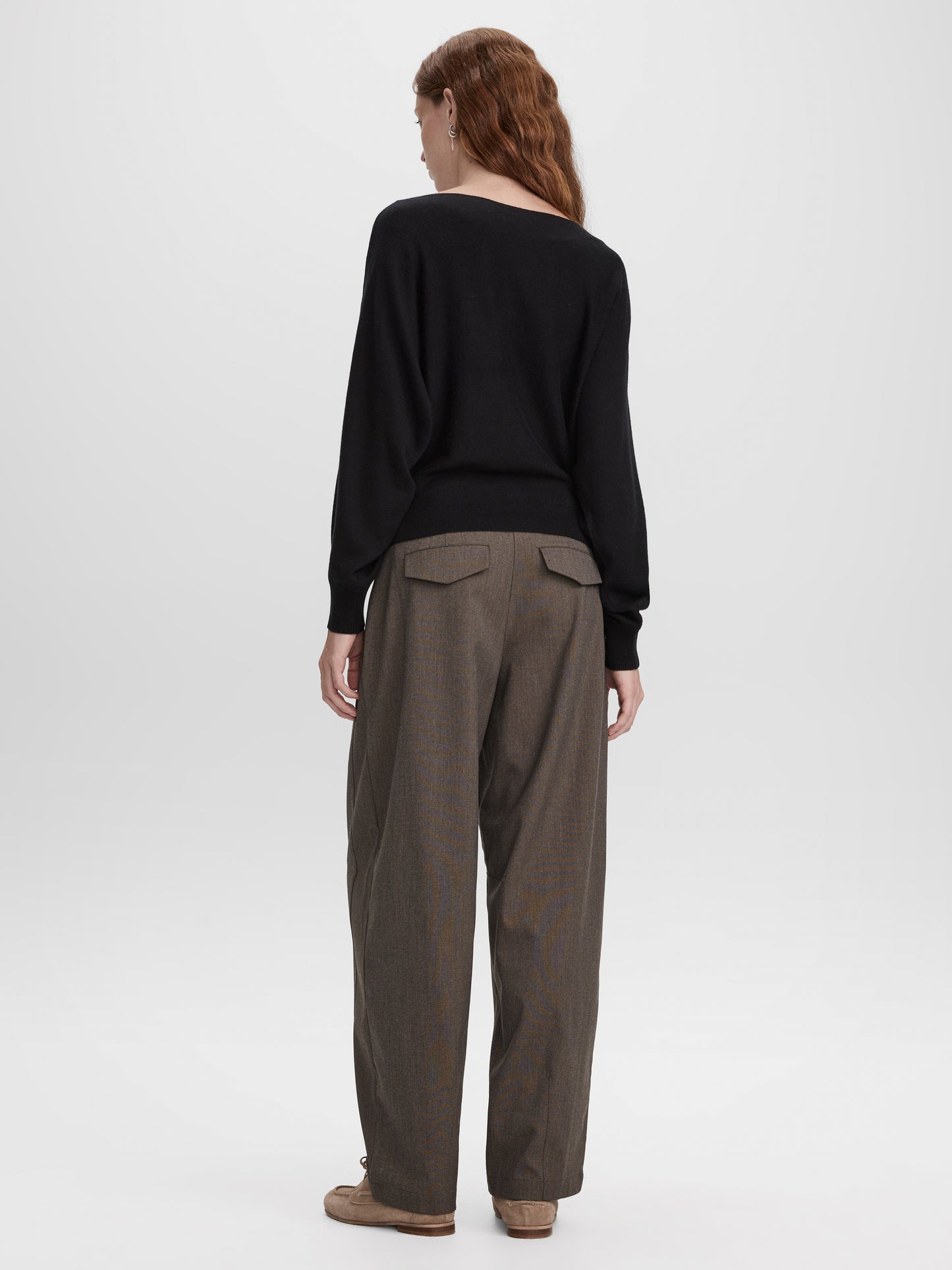 Merino-Blend Long-Sleeve Off-the-Shoulder Sweater