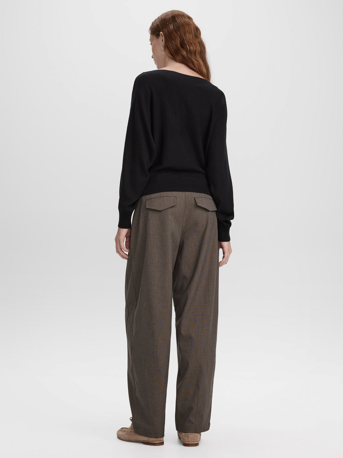 Merino-Blend Long-Sleeve Off-the-Shoulder Sweater