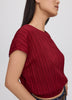 Extended-Sleeve Crew-Neck Blouse with Elasticated Hem