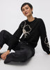 Long-Sleeve Crew-Neck Sweater with Soutache Flowers