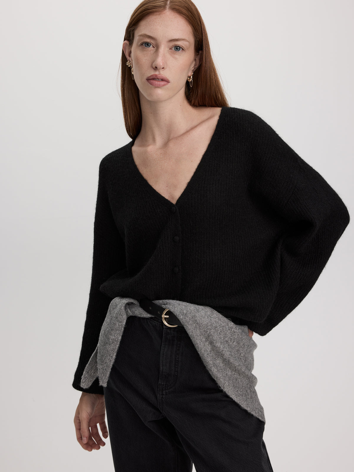 Mohair-Blend V-Neck Cardigan